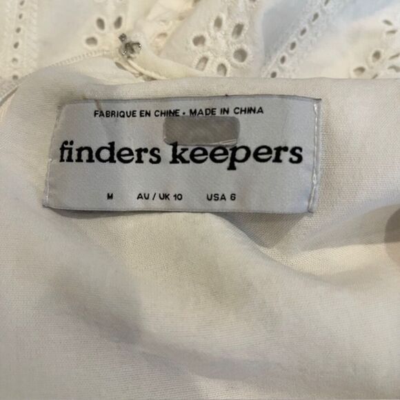 Finders Keepers Sundays Dress White Eyelet Open Back Ruffle Hem High Low Size 6 - Picture 9 of 14